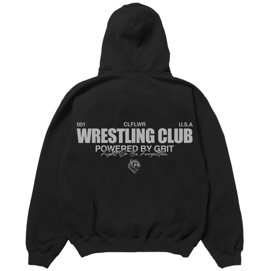 "Powered By Grit" Wrestling Club Hoodie - BLACK